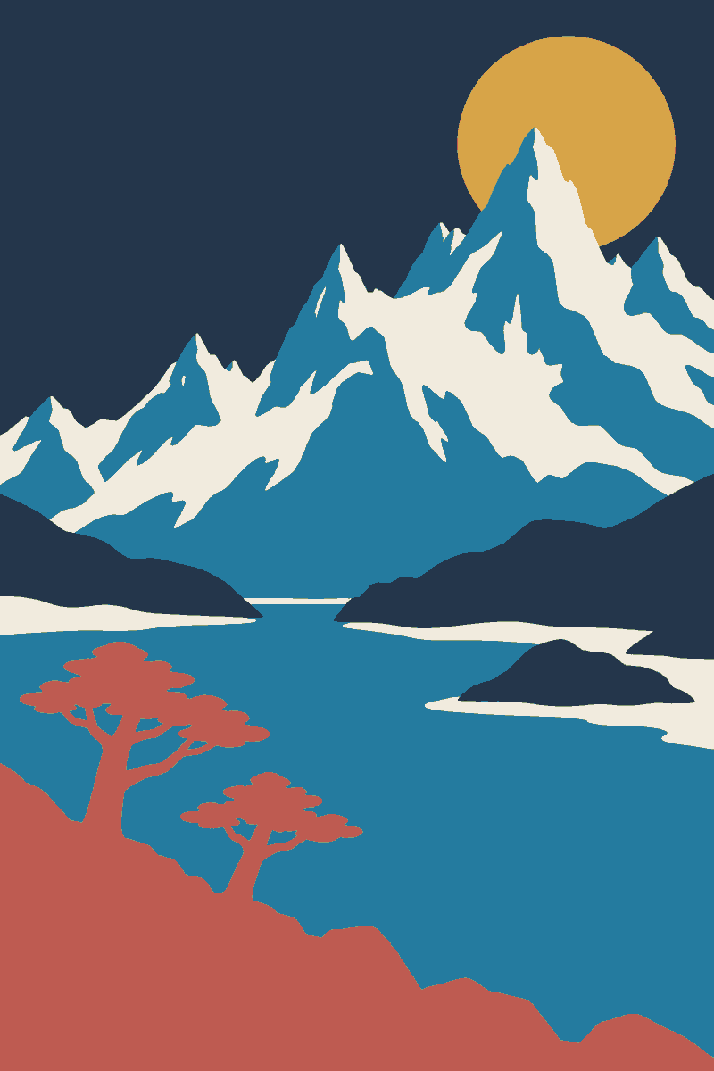 Concepto de funda con paisaje simplificado a un máximo de 8 colores